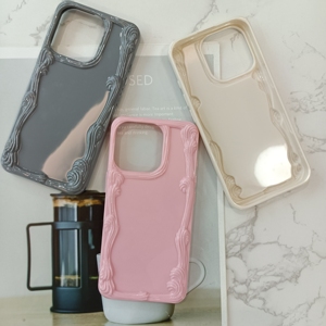 Custodia per iPhone 16 15 14 17 Pro Max da Donna, Stile Ondulato 3D, Protezione Antiurto, Colore Crema - Product Image 2