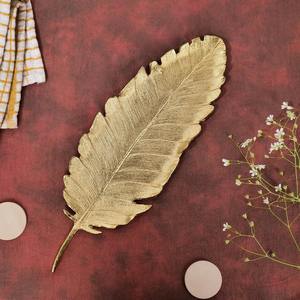 Plateau de service en aluminium fait à la main de 15 pouces en forme de feuille d'or Plateau en métal décoratif écologique pour l'affichage des aliments et la décoration intérieure - Product Image 4