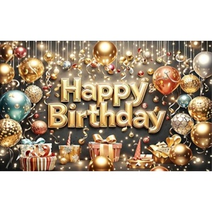 Fondo de Fiesta de Cumpleaños Negro y Dorado de 150*100 cm, Decoración para Fiestas de Niños y Niñas, Banner de Cumpleaños - Product Image 1