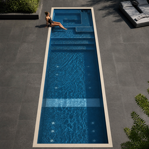 <span class=keywords><strong>Piscina</strong></span> Grande de 11.8 m de Plástico Reforzado con Fibra de Vidrio con Espacio para Spa, Zona de Descanso Poco Profunda y Área de Natación Profunda para Uso Interior o Exterior - Product Image 1