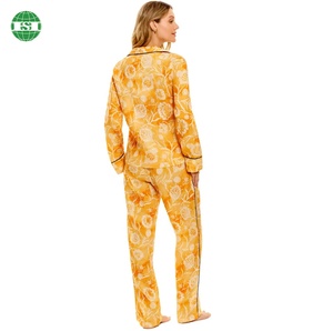 <span class=keywords><strong>Pigiami</strong></span> in lino con stampa floreale personalizzati pantaloni abbinati pigiama Set grafico su tutta la stampa Pjs pantaloni o pantaloncini a maniche lunghe o corte - Product Image 3