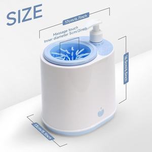 Lave-pattes pour animaux de compagnie bidirectionnel à double vitesse 2 en 1, électrique, étanche, en silicone, <span class=keywords><strong>rechargeable</strong></span> par USB, avec <span class=keywords><strong>gel</strong></span> <span class=keywords><strong>douche</strong></span> moussant et gobelet de nettoyage - Product Image 4
