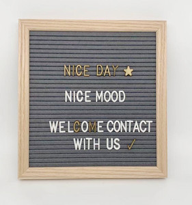 Hot Selling 10x10 Inches Grey Solid Wood Oak Frame <strong>Wooden</strong> Felt <strong>Letter</strong> Board with Stand and 460 <strong>Letters</strong> for Home Dec - Product Image 3