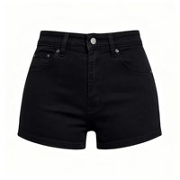Shorts en jean taille haute pour femme, effet push-up, sans poches, en denim extensible, vente en gros