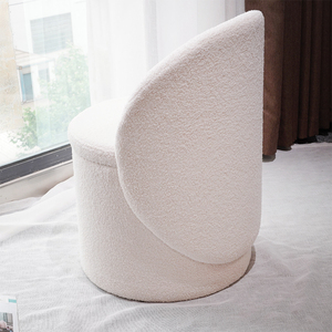 Ghế Nhung Chần Bông Kem Màu Be Trắng Mềm Ottoman Tròn Phân Pouffe Ottoman Footstool Ghế Chân Phân - Product Image 2