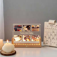 Lampe de nuit LED 3D en bois massif en forme de U, cadre photo 6-8 pouces, à poser sur table, batterie intégrée, commande tactile, légère et durable