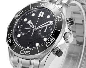 Montre de plongée étanche de haute qualité avec verre saphir de 44 mm, fonction chronométrage 300 mètres et lunette en caoutchouc céramique noire - Product Image 3