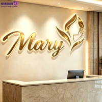 Enseigne lumineuse personnalisée moderne et simple en acier inoxydable, enseigne rétroéclairée à LED chaude pour la décoration murale intérieure des cafés et magasins