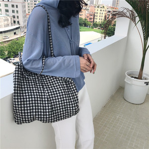 <span class=keywords><strong>Sac</strong></span> fourre-tout d'été à carreaux pour femme, <span class=keywords><strong>sac</strong></span> en tissu avec nœud, grande capacité, pour le quotidien et le shopping, vente en gros - Product Image 2