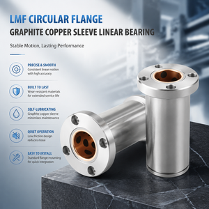 ตลับลูกปืนกราไฟต์ทองแดงแบบหล่อลื่นในตัวชนิดมีหน้าแปลน LMF8UU 10UU 12UU แบบไม่ใช้น้ำมัน สำหรับเครื่องพิมพ์ - Product Image 2