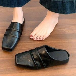 Zapatos Planos de Cuero Estilo Ballet con Pliegues Suaves 2026, Zapatos Casuales Unisex con Punta Cuadrada - Product Image 1