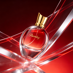 Flacon de parfum de luxe personnalisé de 75 ml en verre épais dégradé rouge avec pulvérisateur à brume fine et bouchon doré - Product Image 4