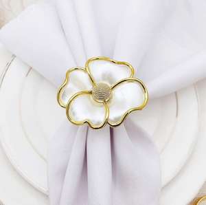 Portatovaglioli <span class=keywords><strong>fiore</strong></span> in metallo all'ingrosso portatovaglioli floreali dorati anello per la decorazione della tavola del banchetto della festa nuziale - Product Image 3