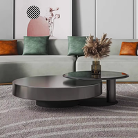 Table basse moderne pour salon, combinaison acier inoxydable et verre, ensemble de 2 pièces, meubles pour la maison