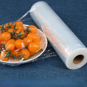 Envoltura de película transparente, cubierta elástica para alimentos, película de PE desechable para conservación de frutas y verduras