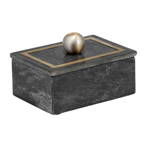 Scatola Decorativa Minimalista in Marmo con Coperchio in Ottone Intarsiato, Contenitore per Gioielli, Arredamento Moderno per la Casa - Product Image 1