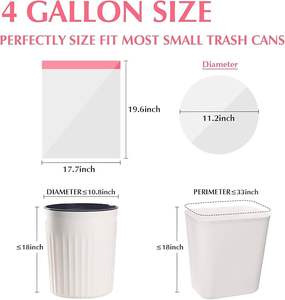 Bolsas de basura de plástico reciclado blanco transparente sin perfume con cordón de 4 galones Bolsas de basura de baño pequeñas - Product Image 6