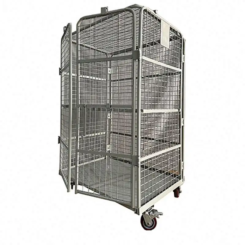 Qualified solid reputation warehouse wire folding roll cage trolley container furniture trolley