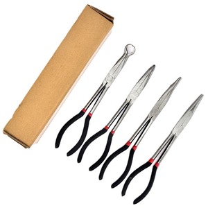 Juego de 4 alicates de punta extendida de 125 mm, acero con alto contenido de carbono, mango antideslizante de grado industrial para trabajos de precisión - Product Image 4