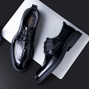 Fapai Men's Leather Oxfords Brown Formal Business <b>Shoes</b> Lace-Up Office Wear Durable <b>Comfortable</b> Commuter Style - Product Image 3