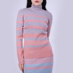 fuzzy striped knitted y2k pink purple striped light women half pastel color sweaters star computer knitted