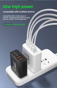 <span class=keywords><strong>Cargador</strong></span> USB Rápido de 5 Puertos y 60W con Doble PD USB-C y QC USB-A para iPhone 17/16/15/14/13/12 y para <span class=keywords><strong>iPad</strong></span> Pro/Air/<span class=keywords><strong>Mini</strong></span>, para Samsung - Product Image 6