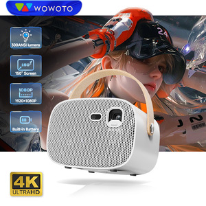WOWOTO <b>Mini</b> Portable Projector 1080P Built-In Battery With Handle For Home Outdoor Use - Product Image 1