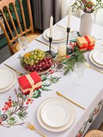 Nappe de Noël à fleurs Poinsettia personnalisable pour intérieur/extérieur Tissu résistant aux éclaboussures avec techniques tissées