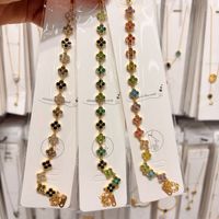 Gelang Tenis Bunga Lapis Emas 18K dari Baja Anti Karat dengan Rantai Tautan Bunga CZ Warna-warni untuk Wanita