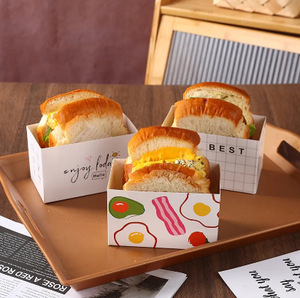 Moderne koreanische Instagram-taugliche Tamagoyaki-Sandwich-Verpackungsbox, Toast-<span class=keywords><strong>Burger</strong></span>-Papiertablett, Frühstücks-Takeaway-Behälter - Product Image 2