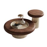 Table basse minimaliste moderne en travertin, style mid-century, ensemble de tables d'appoint en bois pour le salon