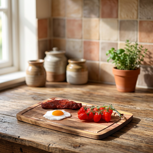 Tabla de cortar/picar de madera de acacia ecológica personalizable con grano de extremo, tamaño grande, tipo bloque de carnicero con asa para uso en cocina - Product Image 4