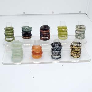 Bague de guérison en Jade Semi-précieuse naturel, anneau en pierre précieuse d'agate en cristal, sculpté minerai, cadeau pour fille - Product Image 1