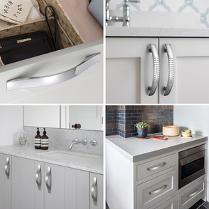 Modern Simple Black Nickel Brushed Aluminum Handles for Kitchen Drawers Wardrobe Furniture &amp; Workshop <strong>Doors</strong> - Product Image 3