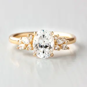 Maiyi Jewelry 14K Yellow Gold Oval Shape Cvd Diamond Ring Lab Created Diamond Ring For Women