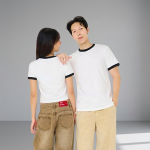 T-shirt noir ample en maille côtelée semi-coton 230 g/m² – Vente en gros Thaïlande - Product Image 2