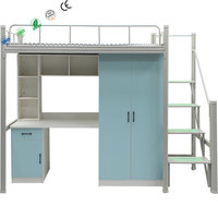 Dernier modèle de lit mezzanine en acier robuste à deux étages, lit à plateforme en métal superposé à sommier et à latte