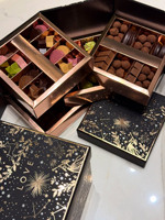 Boîte d'emballage alimentaire personnalisée pour truffes au chocolat double ouverture Saint-Valentin, boîte à dessert en papier, boîte à bonbons de mariage