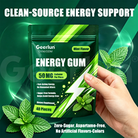 Gommes à mâcher en gros à la caféine et L-théanine pour booster l'énergie et la concentration, supplément énergétique nootropique sans sucre
