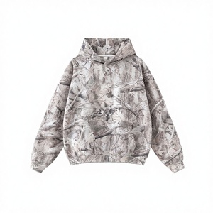 Pull d'hiver surdimensionné en polaire camouflage numérique imprimé Real Tree, 350 grammes, broderie cubique personnalisée pour homme - Vente en gros - Product Image 3
