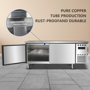 Plan de travail réfrigéré sous comptoir en acier inoxydable durable pour boulangerie, <span class=keywords><strong>table</strong></span> de préparation alimentaire commerciale avec pare-éclaboussures - Product Image 6