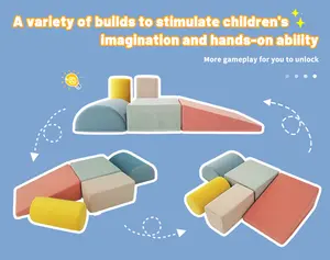 Set dari 5 blok bangunan busa bermain lembut dapat dilepas desain baru tempat bermain dalam ruangan untuk anak-anak bermain lembut menyenangkan