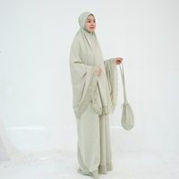 4PCS Vêtement de Prière de l'Aïd Ensemble de Robe Hijab pour Femmes Musulmanes Khimar Jalabiya avec Tapis de Prière et Sac Dentelle Jalabiya Djellaba Abaya Kaftan