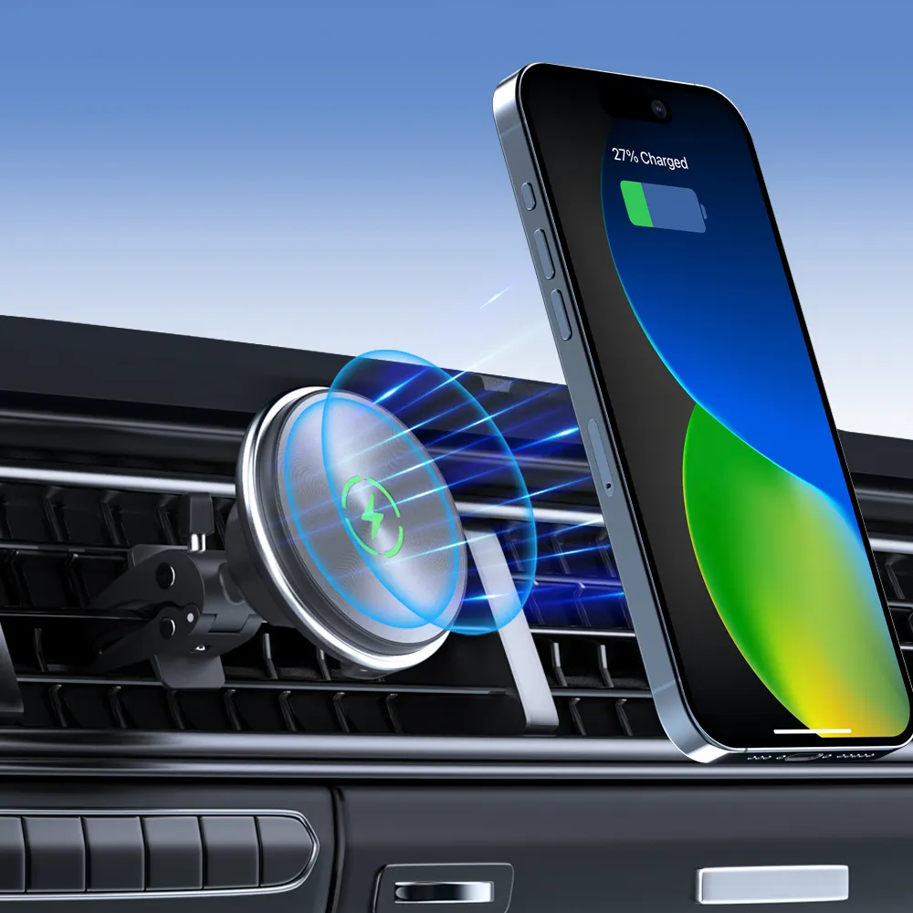 Toptan yeni 15W kablosuz şarj süper güçlü manyetik kablosuz araba iPhone şarj cihazı 12 13 14 15