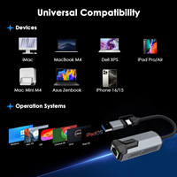 Adaptador Ethernet USB C Gigabit Externo de 5Gbps y 2.5Gbps, Triple Velocidad, para Laptop, Internet Estable de Alta Velocidad, Juegos, Streaming, Edición de Video