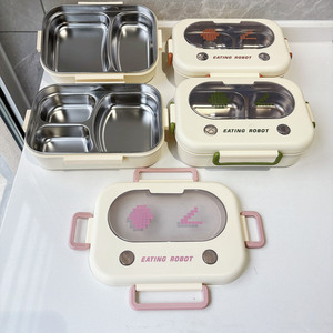 Boîte à <span class=keywords><strong>lunch</strong></span> Tiffin à 3 compartiments pour enfants Kawaii Boîte à <span class=keywords><strong>lunch</strong></span> <span class=keywords><strong>thermos</strong></span> Bento isolée sous vide en acier inoxydable pour écoliers - Product Image 1