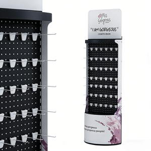 Adjustable Pegboard Makeup <b>Display</b> Stand Perforated Metal Panel with <b>Hooks</b> for Organizing Hair Brushes Tools & Cosmetics - Product Image 6