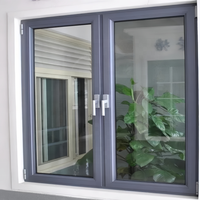 Fenêtre à battant moderne américaine à rupture de pont thermique certifiée, avec grand panneau trempé en fibre de verre et aluminium, pour maison