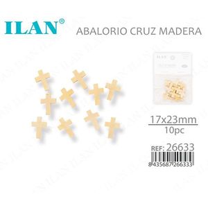 Perline a Croce in Legno Ilan 17x23mm Colore Naturale 10pz - Product Image 3