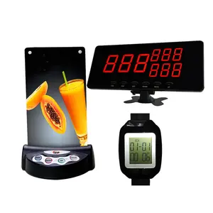 Fast Food Restaurant Aantal Oproepsysteem Voor Horloge Pager En 4 Toetsen Knop Met Menu Houder Stand